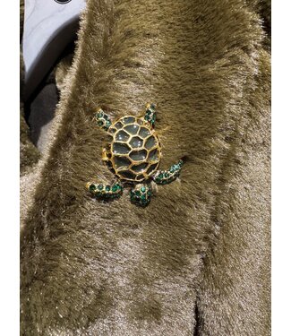 Label Dot 2529001/Groen  Broche Schildpad