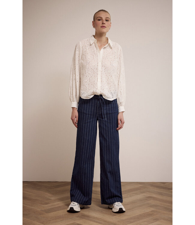 C08-17-101/005033-DarkBlueDenim  Pinstriped Denim Trousers