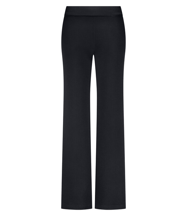 E01-17-101/009000-Black  Structured Wide-Leg Trousers