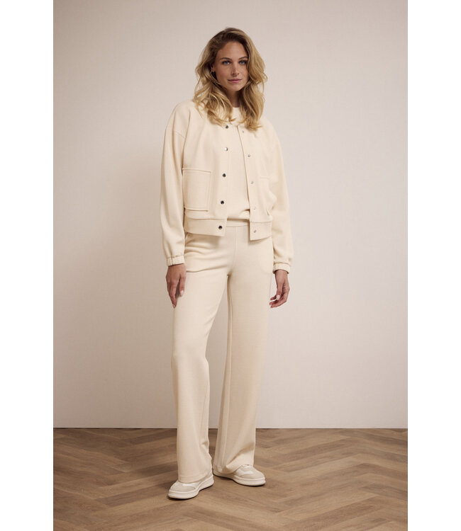 E01-17-101/006800-Stone  Structured Wide-Leg Trousers