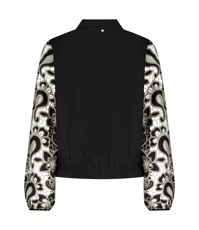 C24-17-401/009000-Black  Embroidered Sleeve Blouse