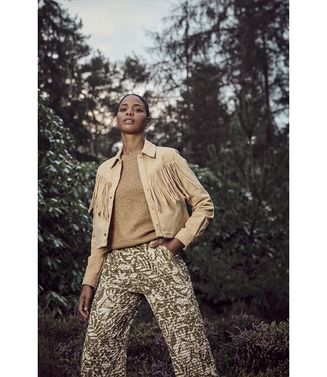 C02-17-801/002800-Camel  Heavy Twill Fringe Jacket
