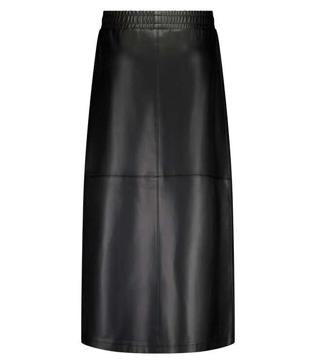 Q11-17-201/009000-Black  PU Maxi Skirt
