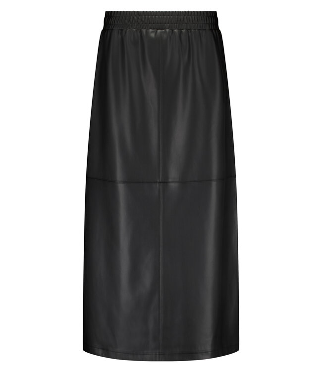 Q11-17-201/009000-Black  PU Maxi Skirt