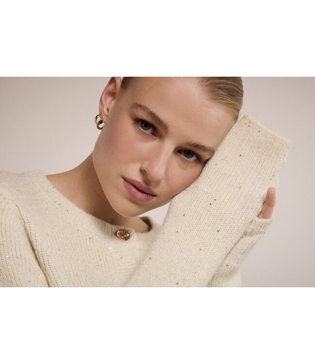 O02-17-701/006801-StoneMelange  Sequin Cardigan