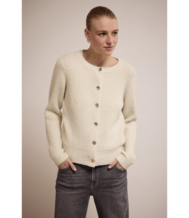 O02-17-701/006801-StoneMelange  Sequin Cardigan