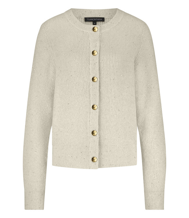 O02-17-701/006801-StoneMelange  Sequin Cardigan