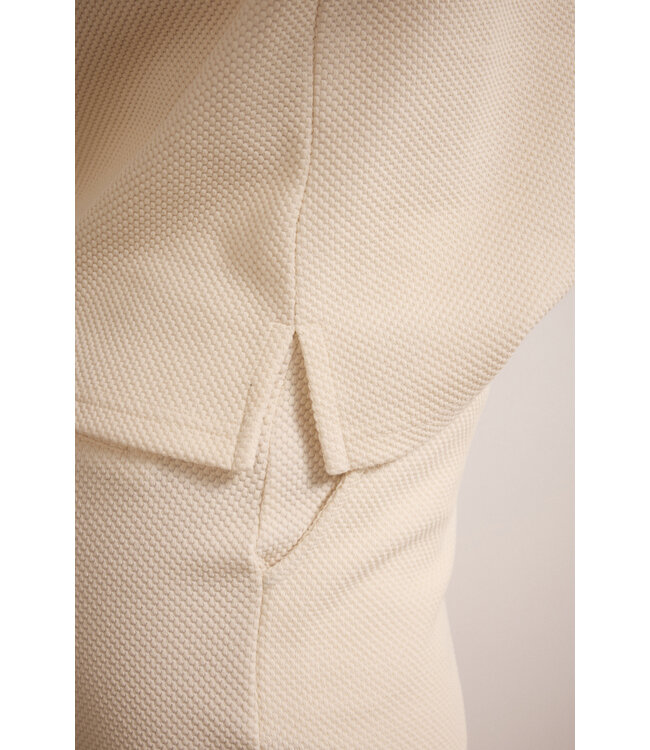 E01-17-401/006800-Stone  Structured Short-Sleeve Top