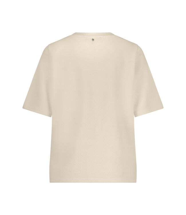 E01-17-401/006800-Stone  Structured Short-Sleeve Top