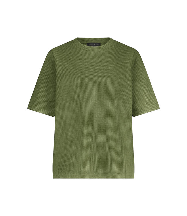 E01-17-401/006501-Moss  Structured Short-Sleeve Top