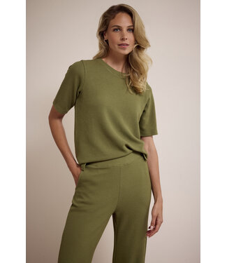 Tramontana E01-17-401/006501-Moss  Structured Short-Sleeve Top