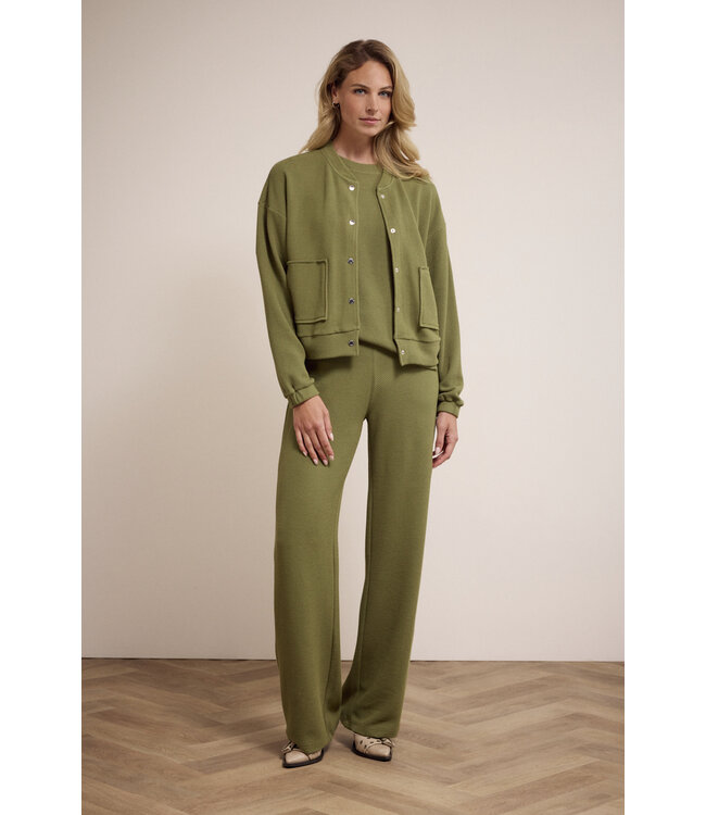 E01-17-101/006501-Moss  Structured Wide-Leg Trousers