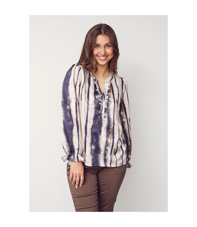 W25.57460/L32EarthTones  Melba Flounce Blouse