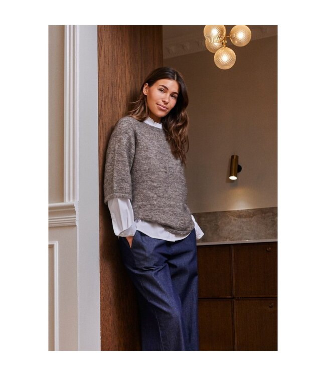 W25.57703/361TaupeMelange  Anna 3/4 Sleeve Pullover