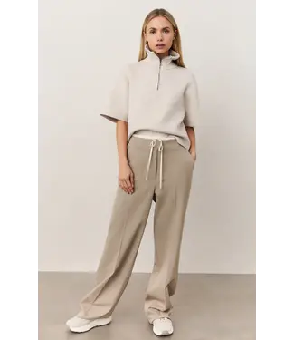 YAYA 01-301211-509/990062  Woven wide leg trousers with contrast waistband YAYA 01-301211-509/990062  Woven wide leg trousers with contrast waistband