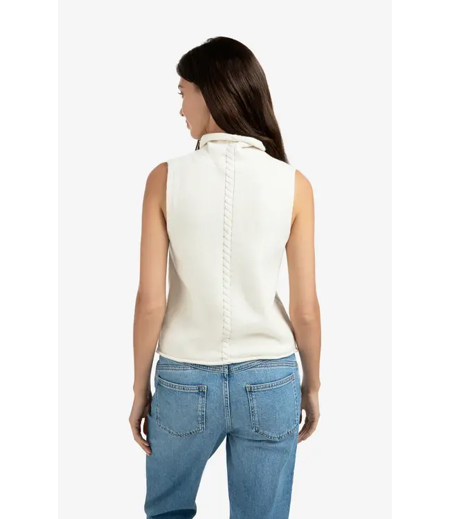 01-000492-509/99015  Sleeveless sweater with high neck and cable detail
