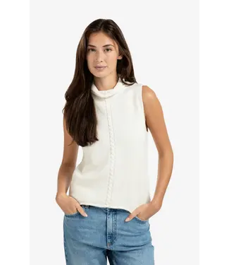YAYA 01-000492-509/99015  Sleeveless sweater with high neck and cable detail YAYA 01-000492-509/99015  Sleeveless sweater with high neck and cable detail