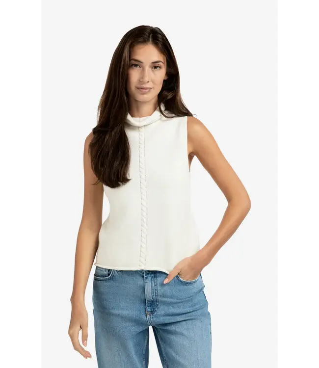 01-000492-509/99015  Sleeveless sweater with high neck and cable detail