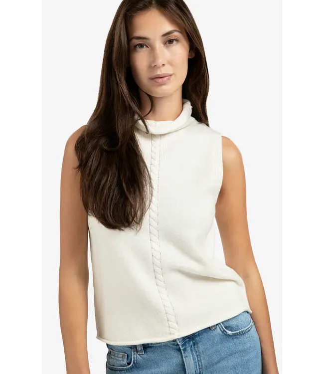 01-000492-509/99015  Sleeveless sweater with high neck and cable detail