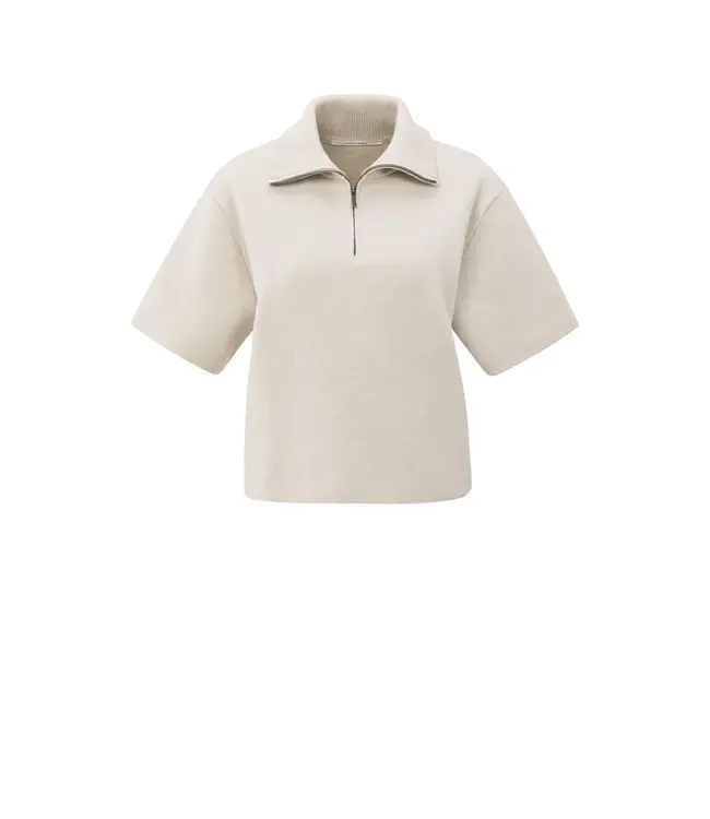 01-000490-509/99005  Short sleeve sweater with collar and half zip