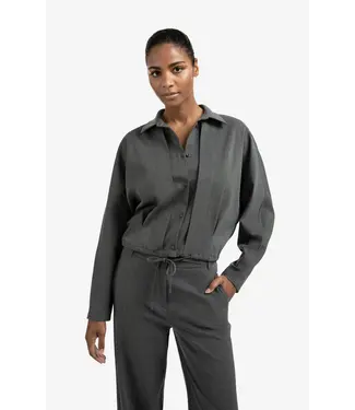 YAYA 01-201175-509/99020  Blouse jacket with waist pleats and tie closure