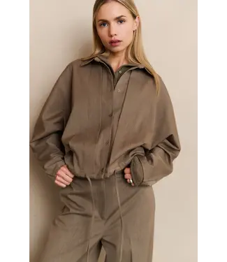 YAYA 01-201175-509/99008  Blouse jacket with waist pleats and tie closure