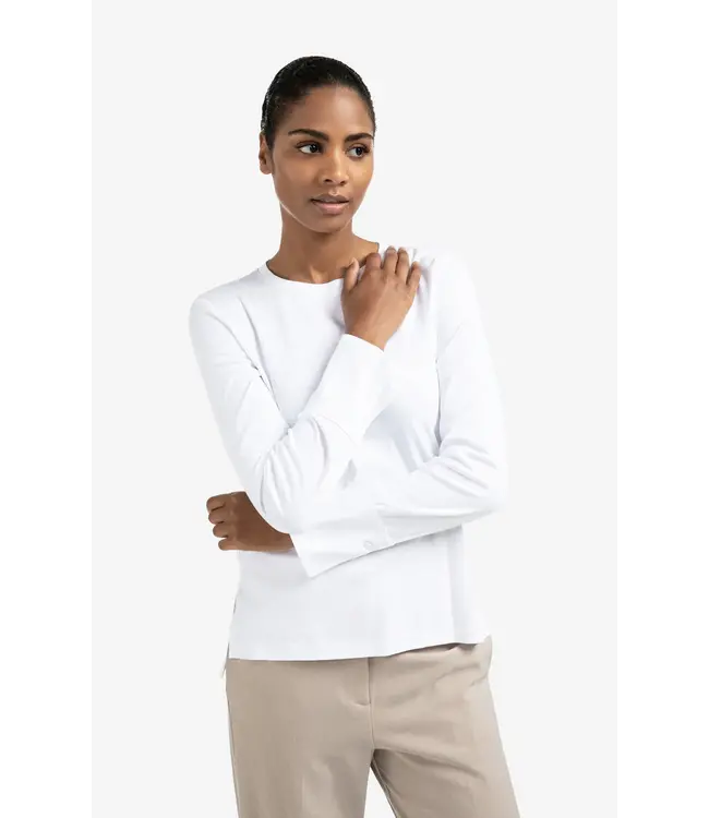 01-709321-509/00000  Jersey top with woven cuffs and slit detail