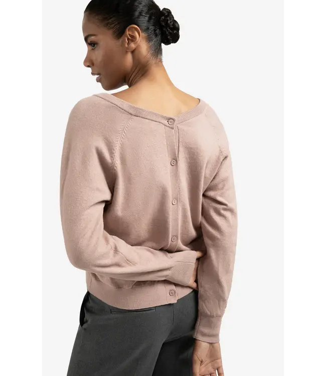 01-000494-509/99016  Double V-neck sweater with back button detail