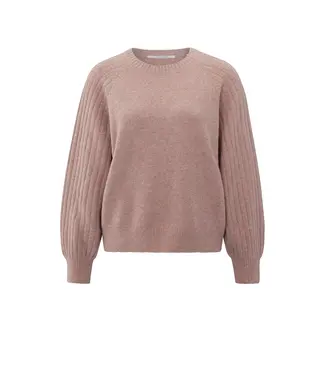 YAYA 01-000410-509/990162  Knitted sweater with ribbed sleeves and round neck