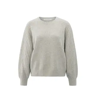 YAYA 01-000410-509/990182  Knitted sweater with ribbed sleeves and round neck YAYA 01-000410-509/990182  Knitted sweater with ribbed sleeves and round neck