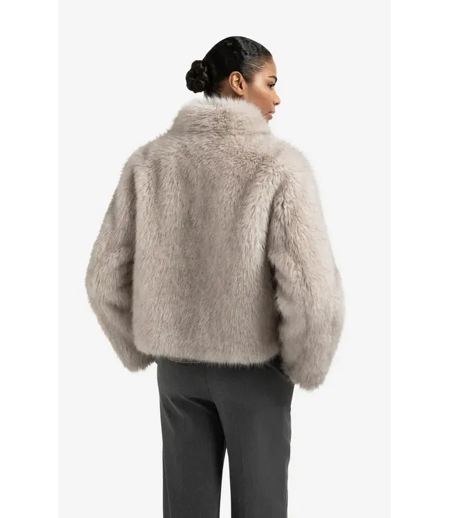 02-001058-509/99001  Faux fur jacket with stand-up collar