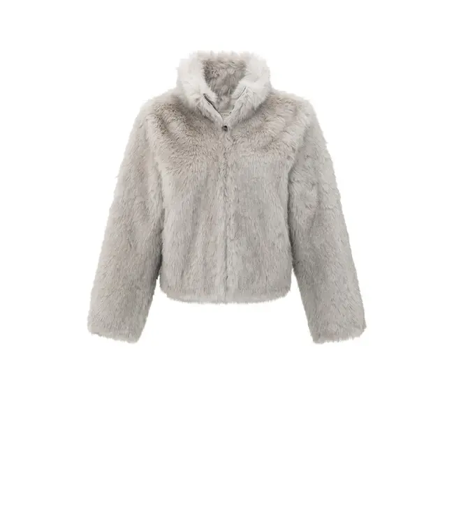 02-001058-509/99001  Faux fur jacket with stand-up collar