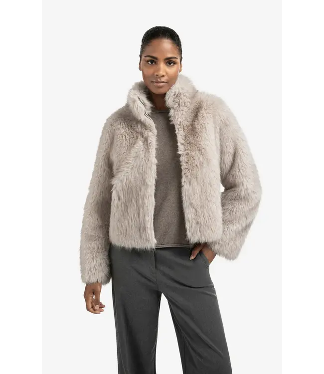 02-001058-509/99001  Faux fur jacket with stand-up collar
