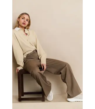 YAYA 01-301212-509/99008  Woven wide leg trousers with belt YAYA 01-301212-509/99008  Woven wide leg trousers with belt