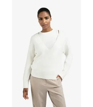 YAYA 01-000381-509/990152  Knitted sweater with deep V-neck and layered top YAYA 01-000381-509/990152  Knitted sweater with deep V-neck and layered top
