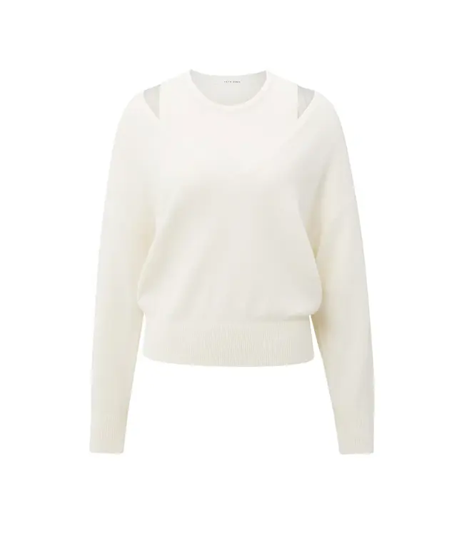 01-000381-509/990152  Knitted sweater with deep V-neck and layered top