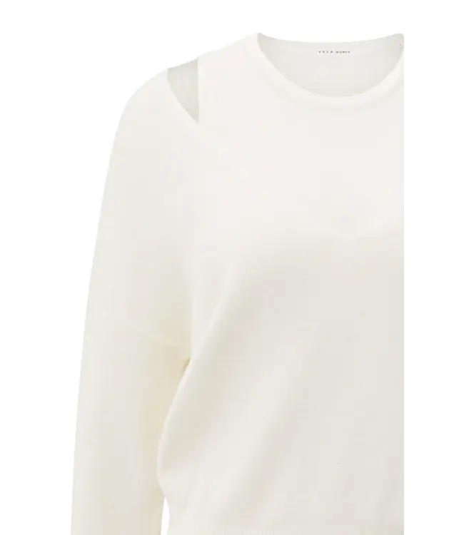 01-000381-509/990152  Knitted sweater with deep V-neck and layered top