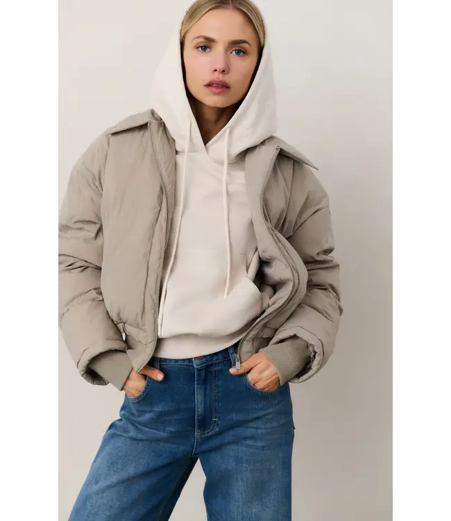 02-001056-509/99006  Cropped padded jacket with ribbed cuffs