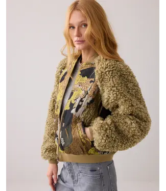 Summum Woman 1s1204-12298/000616-GreenLentil  Jacket bomber Jacuard teddy mix