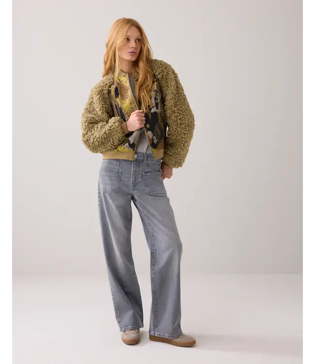 1s1204-12298/000616-GreenLentil  Jacket bomber Jacuard teddy mix