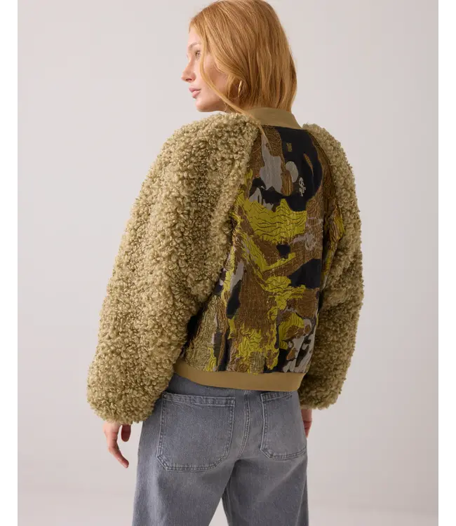 1s1204-12298/000616-GreenLentil  Jacket bomber Jacuard teddy mix