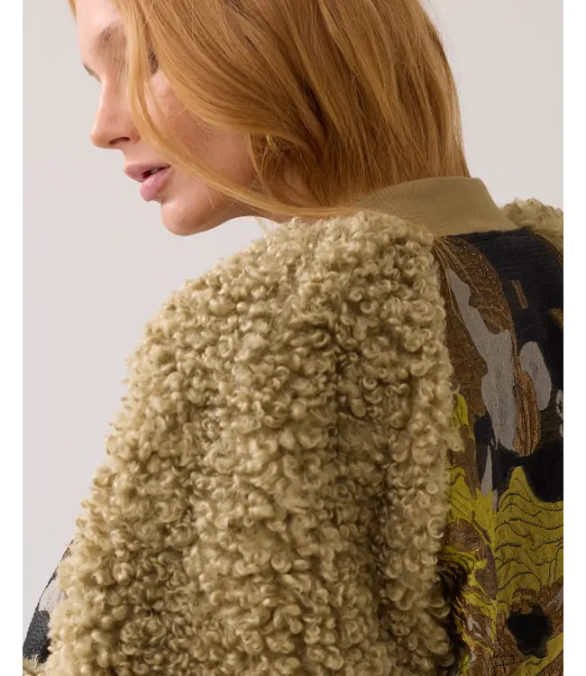1s1204-12298/000616-GreenLentil  Jacket bomber Jacuard teddy mix