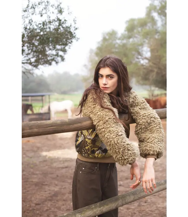 1s1204-12298/000616-GreenLentil  Jacket bomber Jacuard teddy mix