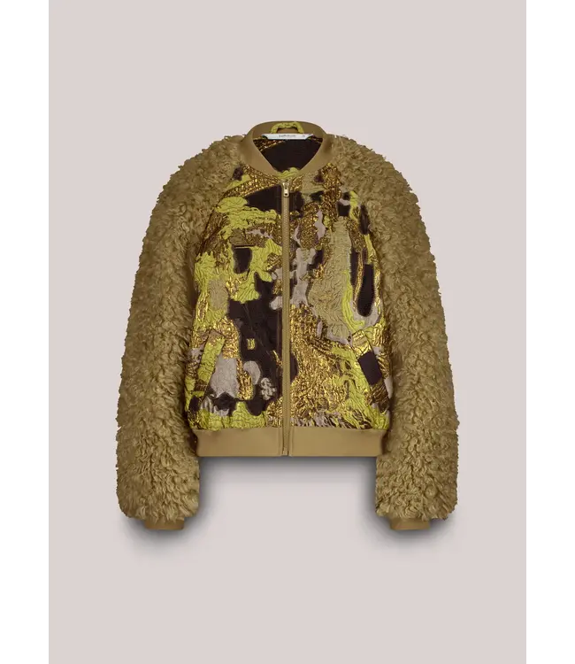1s1204-12298/000616-GreenLentil  Jacket bomber Jacuard teddy mix