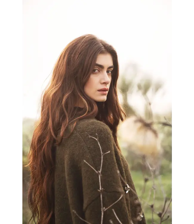 7s7944-7997/000655-DarkCamo  Embellished sweater cozy melange knit