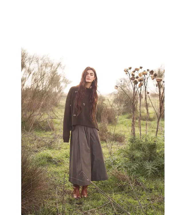 7s7944-7997/000655-DarkCamo  Embellished sweater cozy melange knit