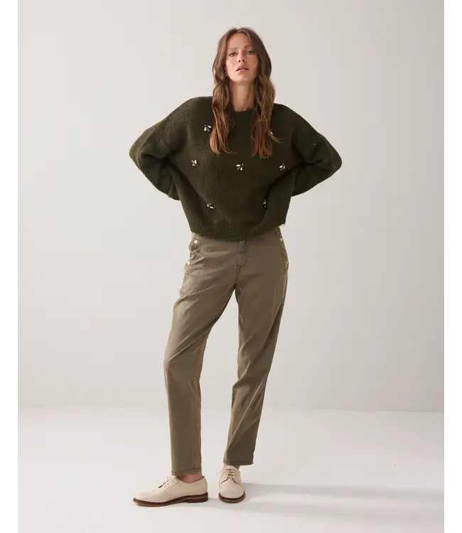 7s7944-7997/000655-DarkCamo  Embellished sweater cozy melange knit