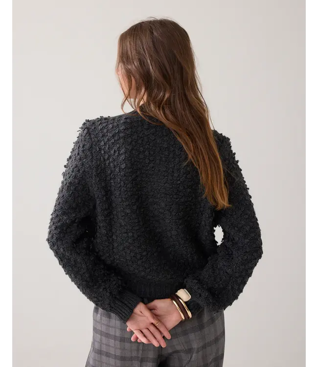 7s7948-70043/000860-Anthracite  Cardigan loop stitch knit