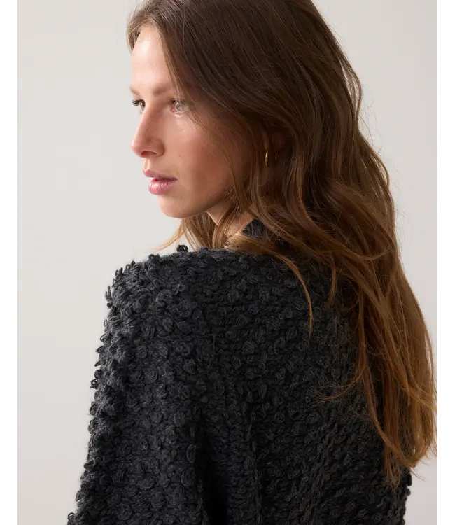 7s7948-70043/000860-Anthracite  Cardigan loop stitch knit