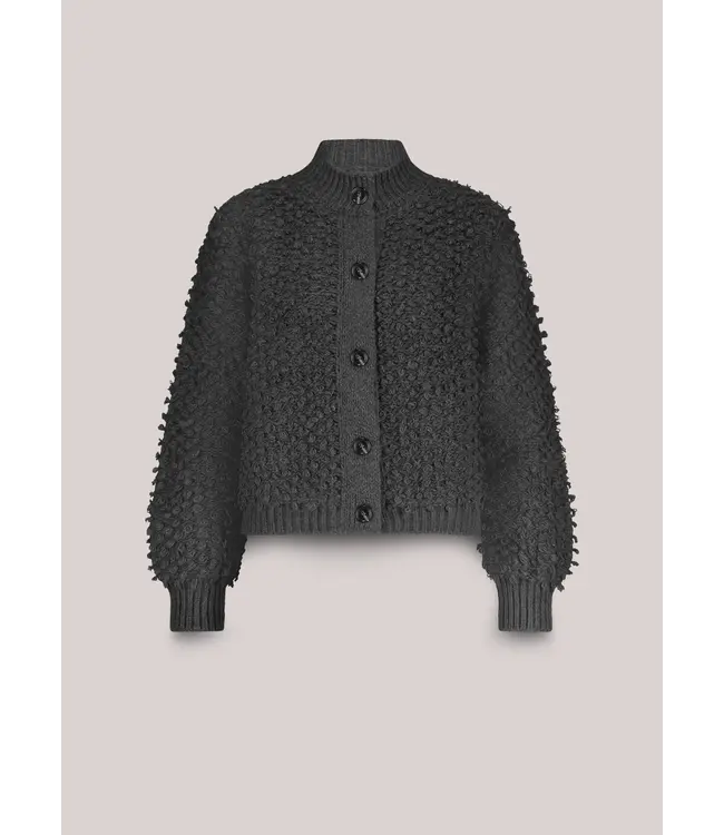 7s7948-70043/000860-Anthracite  Cardigan loop stitch knit